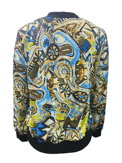 Damen Bomberjacke mit künstlerischem Print – Stilvolle Übergangsjacke für Freizeit & Alltag