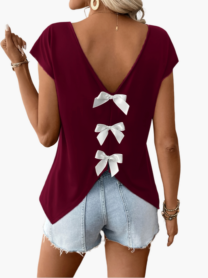 Damen Top mit tiefem Rückenausschnitt und Schleifen, eleganter Sommer-Look