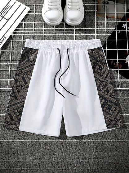 Herren Urban Streetwear Shorts mit grafischem Muster und elastischem Bund – Modische Freizeithose