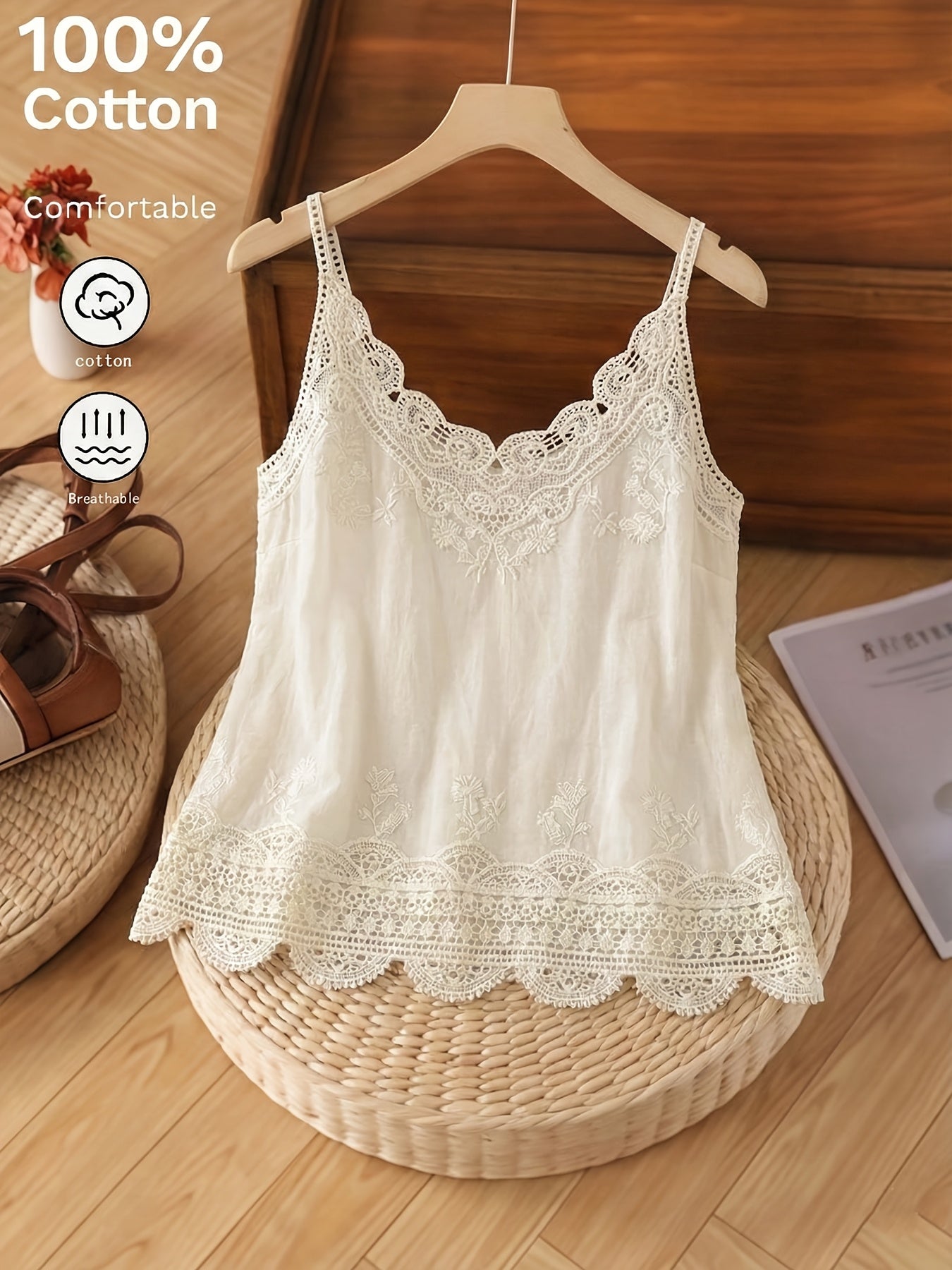 Damen Spitzen-Top im Boho-Stil für Sommer, Freizeit und Urlaub