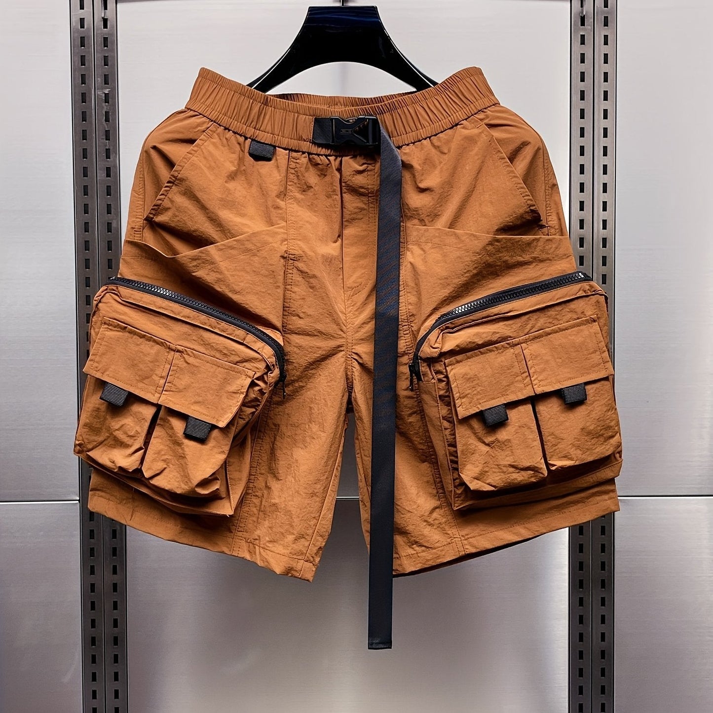 Herren Utility Cargo Shorts mit großen Taschen und verstellbarem Gürtel – Streetwear & Outdoor Style