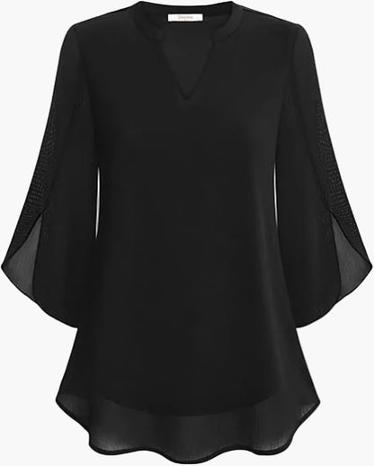 Damen Bluse Elegant Locker Halbarm – Modische Tunika für Büro & Freizeit
