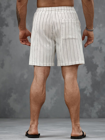 Herren Freizeithorts mit Nadelstreifen und Kordelzug – Stilvolle Sommer-Shorts für Alltag und Sport