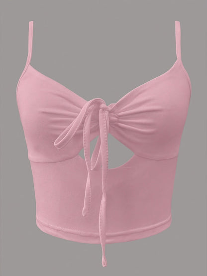 Damen Crop Top mit Cut-Out und Frontknoten – Modisches Camisole für Freizeit und Ausgehen
