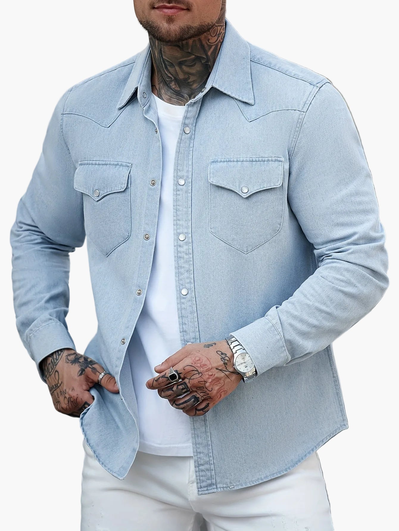 Herren Denim Hemd im Casual Western Stil – Perfekt für Freizeit und Alltag