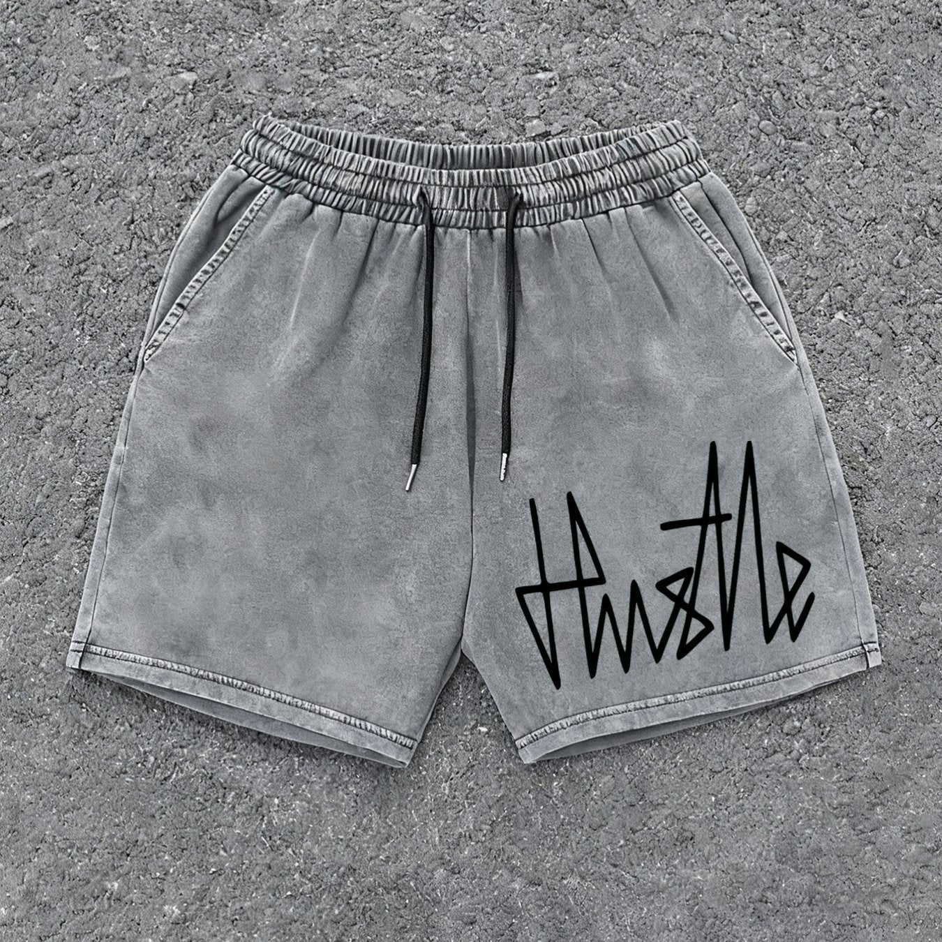 Herren Streetwear Shorts mit Hustle Print – Lässige Freizeithose für Sport & Alltag