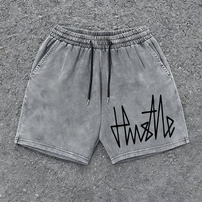Herren Streetwear Shorts mit Hustle Print – Lässige Freizeithose für Sport & Alltag