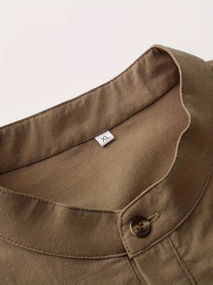 Herren Henley Langarmshirt mit Stehkragen und Knopfleiste – Modernes Freizeitoberteil für stilvolle Anlässe