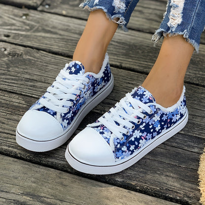Damen Sneaker mit Blumenmuster – Modische Freizeitschuhe für Alltag und Freizeit