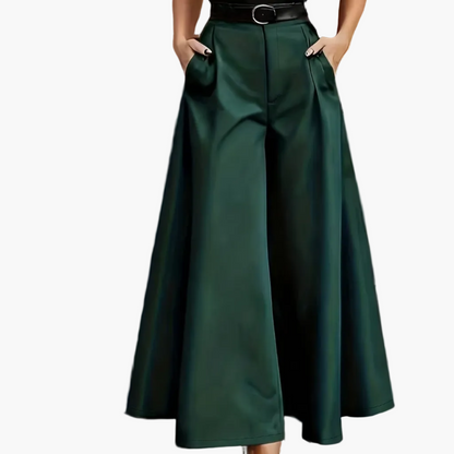 Damen Elegante High-Waist Weite Palazzo Hose mit Gürtel – Perfekt für Büro und besondere Anlässe