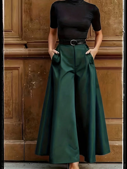 Damen Weite Palazzo-Hose Elegant Modern Business Look