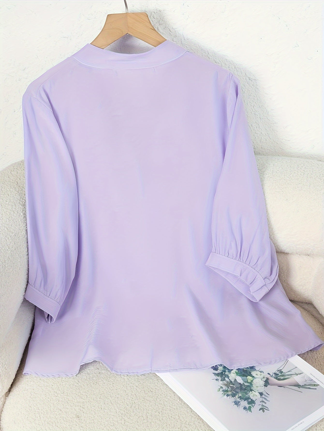 Damen Elegante Bluse mit Stickerei und lockerem Schnitt – Perfekt für Freizeit und Büro
