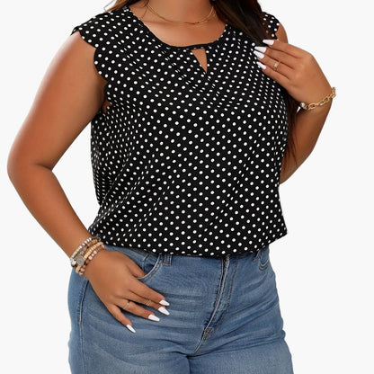 Damen Polka Dot Bluse Elegant mit Rüschenärmeln – Büro & Freizeit