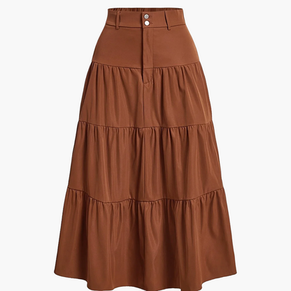 Damen Stufenrock High Waist Elegant Freizeitmode