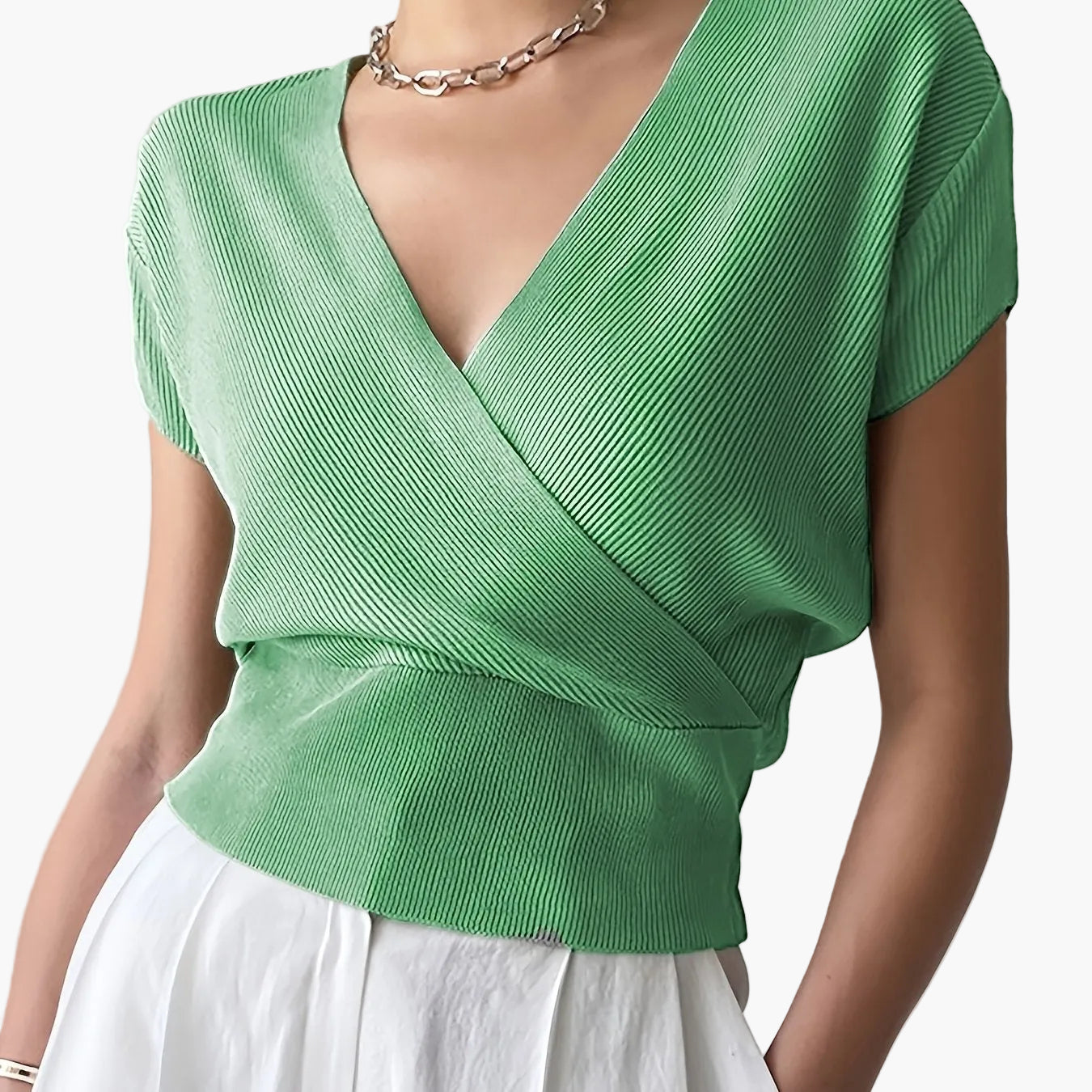 Damen Wickelshirt mit Kurzarm – Elegantes Freizeit-Top im modernen Design