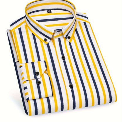 Herren Business-Freizeit Hemd mit modischen Streifen – Slim Fit, Langarm, Ideal für Büro und Alltag