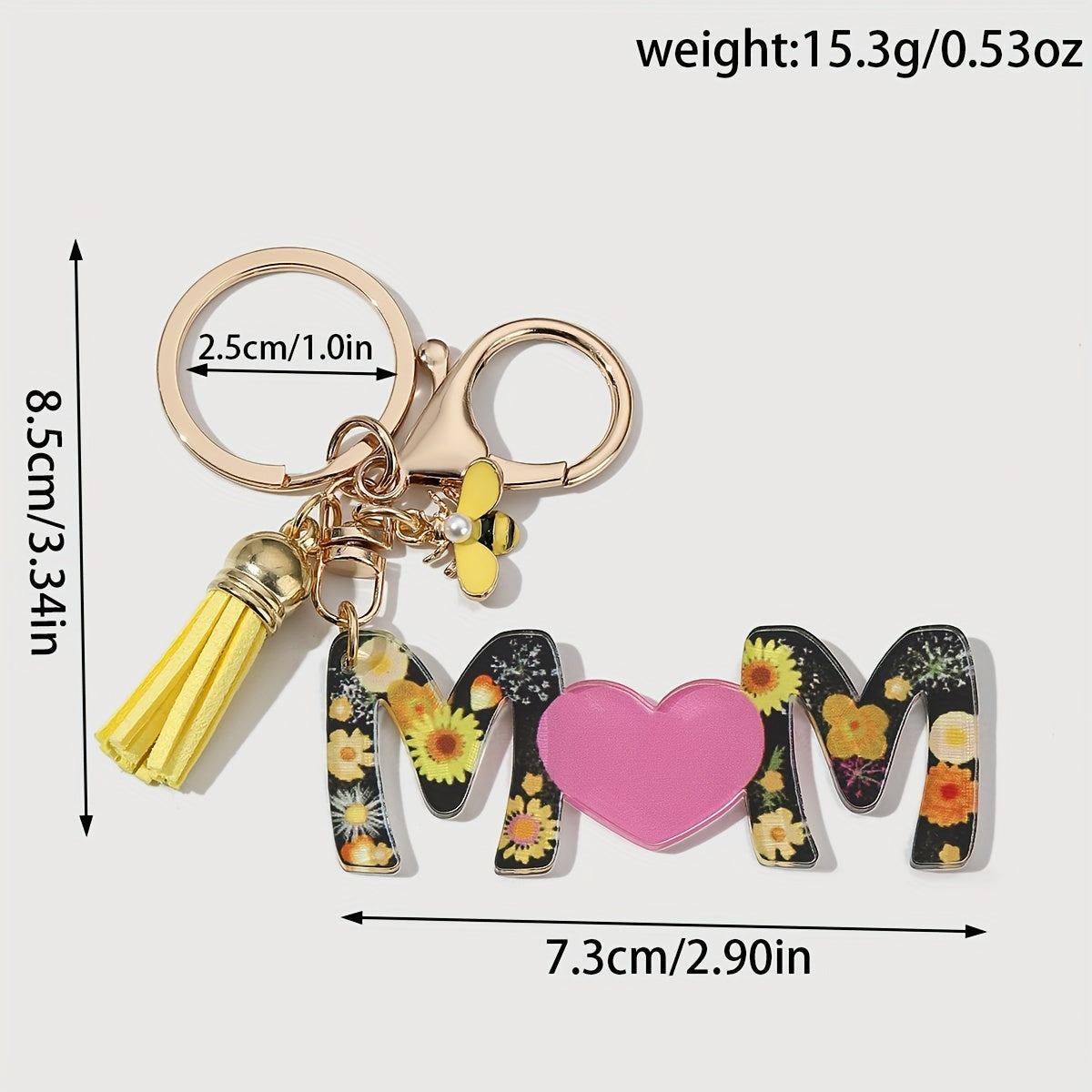 Schlüsselanhänger Muttertag Damen – Herz & Blumen Design, Modischer Geschenkartikel für Mama