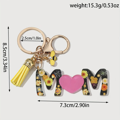 Schlüsselanhänger Muttertag Damen – Herz & Blumen Design, Modischer Geschenkartikel für Mama