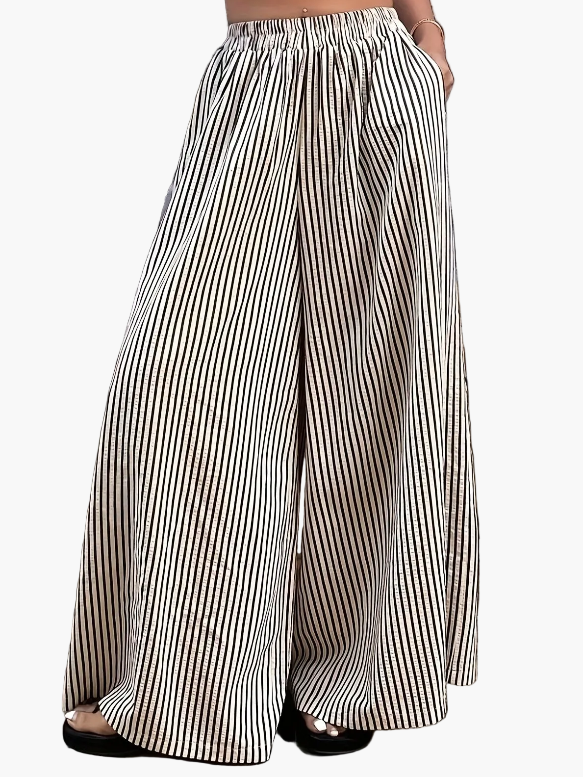 Damen Weite Streifenhose Elegant Lässig für Freizeit und Sommer