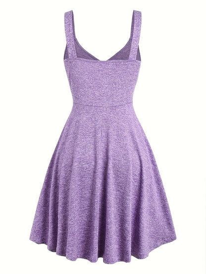 Damen Sommerkleid mit Knopfleiste und V-Ausschnitt – Elegantes Freizeitkleid mit Trägern