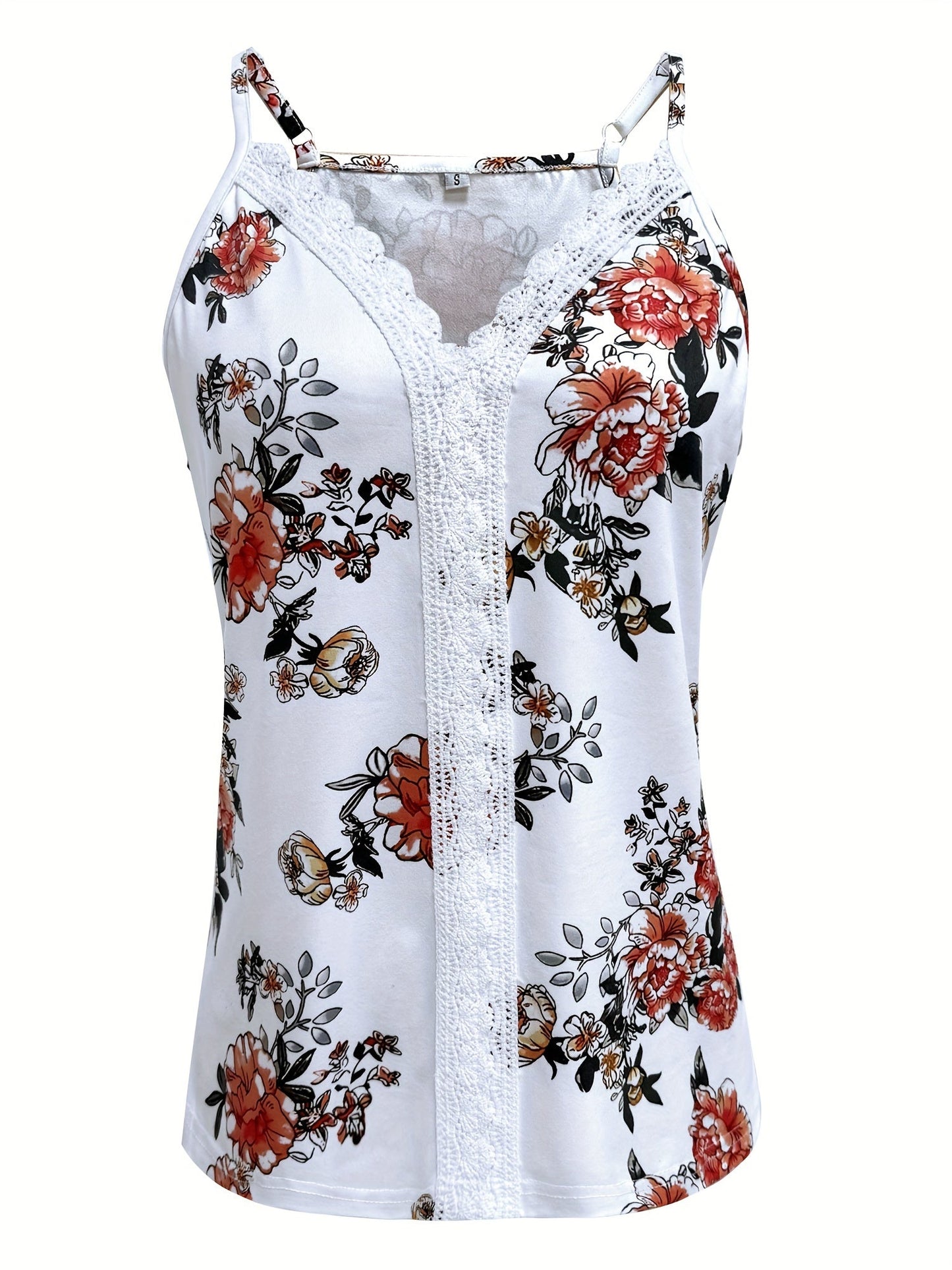 Damen Spitzentop mit Blumenmuster – Modisches Sommer-Top für Freizeit und Alltag