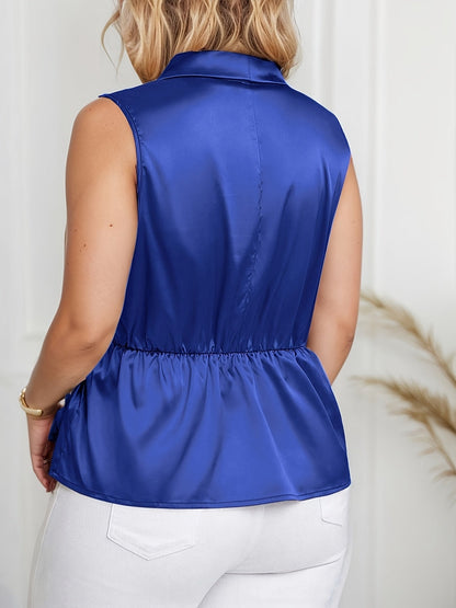 Damen Elegantes Wickel-Top für Büro und Freizeit – Ärmellos, Asymmetrischer Schnitt, Stilvolle Bluse