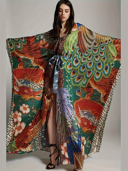 Damen Kaftan Kimono Maxi-Länge – Extravaganter Boho-Look für Urlaub & Abend