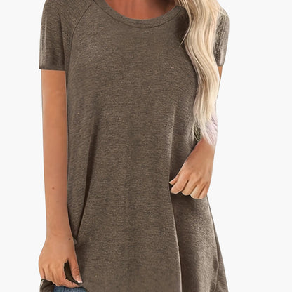 Damen Tunika T-Shirt Kurzarm Lockerer Schnitt Freizeitmode
