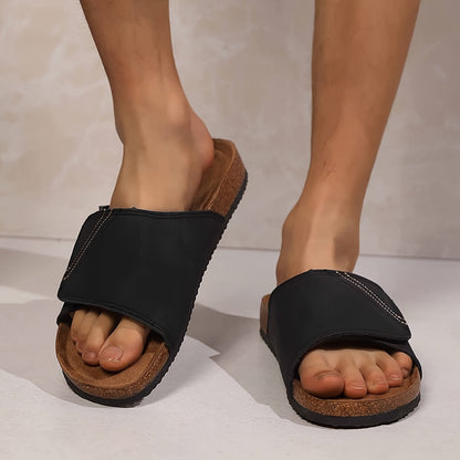 Herren Komfort-Pantoletten für Alltag & Freizeit – Bequeme Sandalen mit Klettverschluss