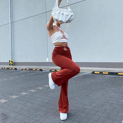 Danielle – Damenhosen mit Hohem Bund und Schnürung