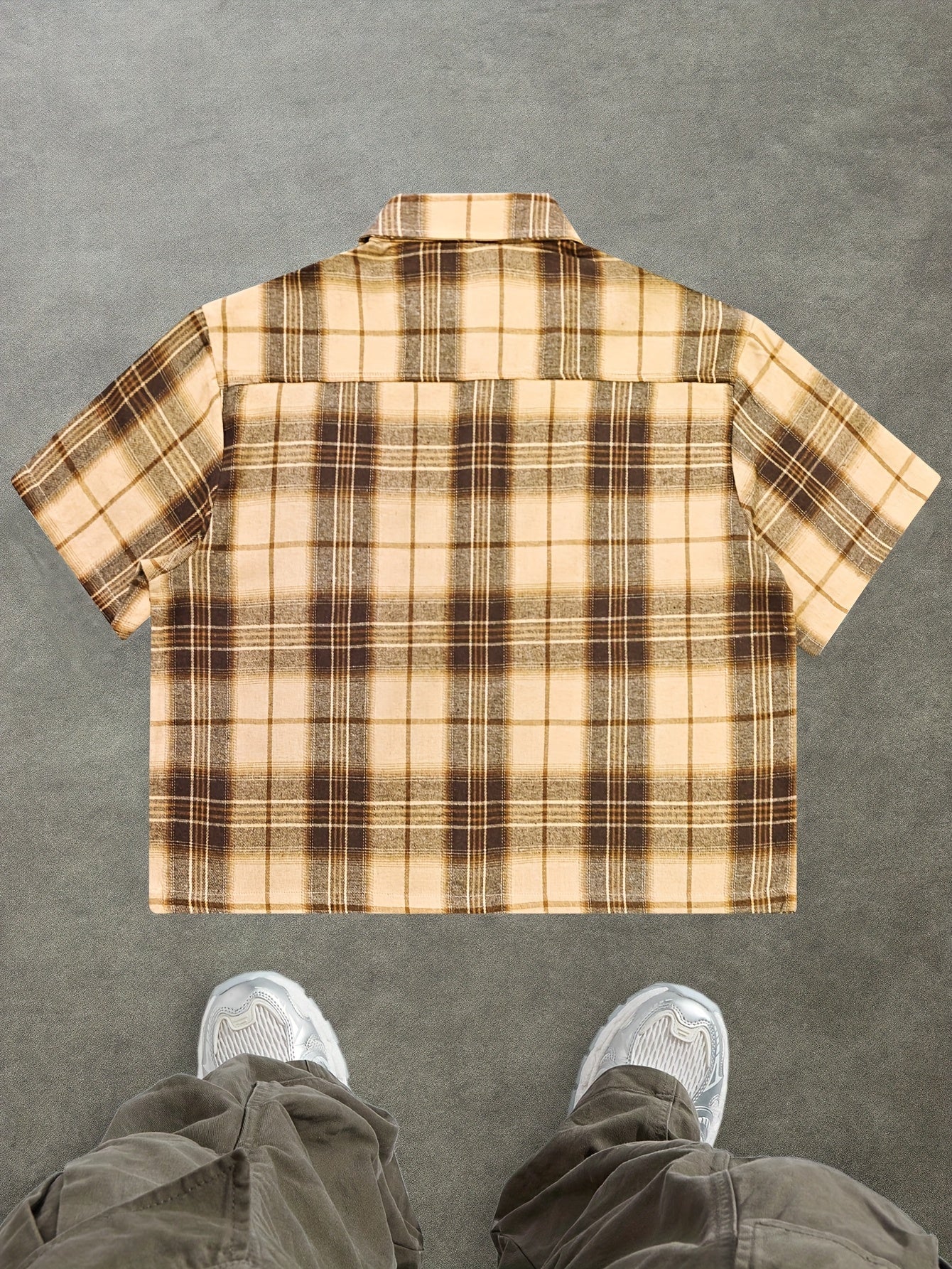 Herren Kurzarm Hemd Kariert Relaxed Fit Streetstyle