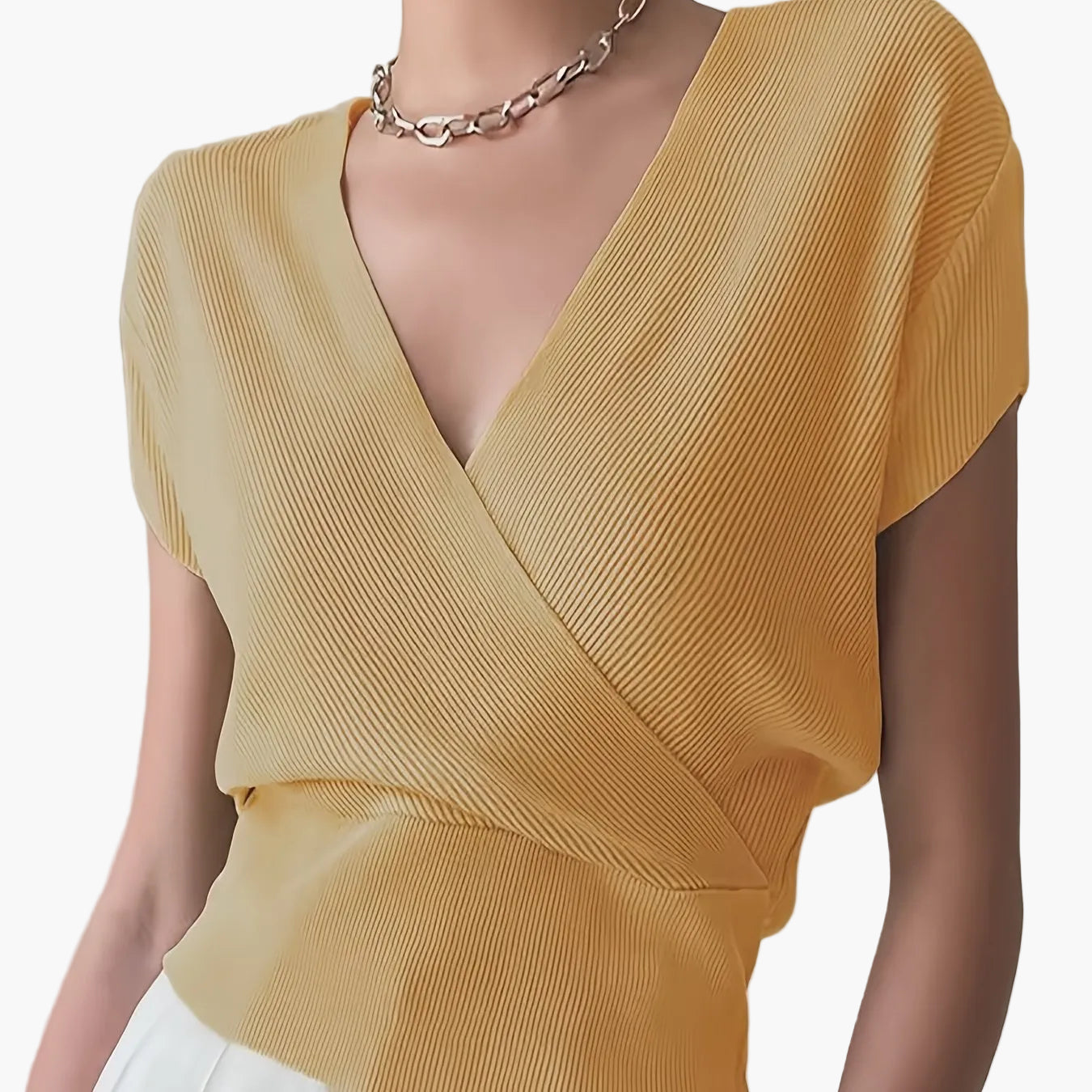 Damen Wickelshirt mit Kurzarm – Elegantes Freizeit-Top im modernen Design