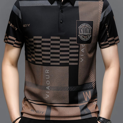 Herren Poloshirt mit modernem Grafikmuster und klassischem Kragen – Stilvolles Kurzarmshirt für Alltag und Freizeit