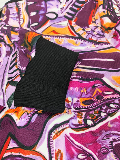 Damen Bomberjacke mit künstlerischem Print – Stilvolle Übergangsjacke für Freizeit & Alltag