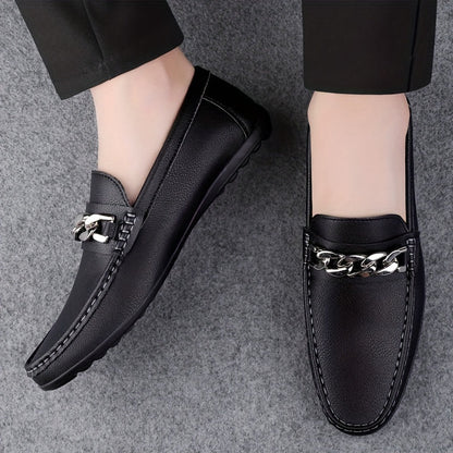 Herren Slip-On Loafer mit Ketten-Detail – Eleganter Business & Freizeit Schuh