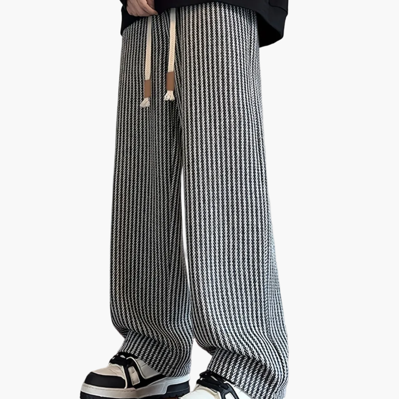 Herren Freizeithose mit Zickzackmuster – Bequeme Strickhose im Straight-Leg-Stil für Alltag und Streetwear