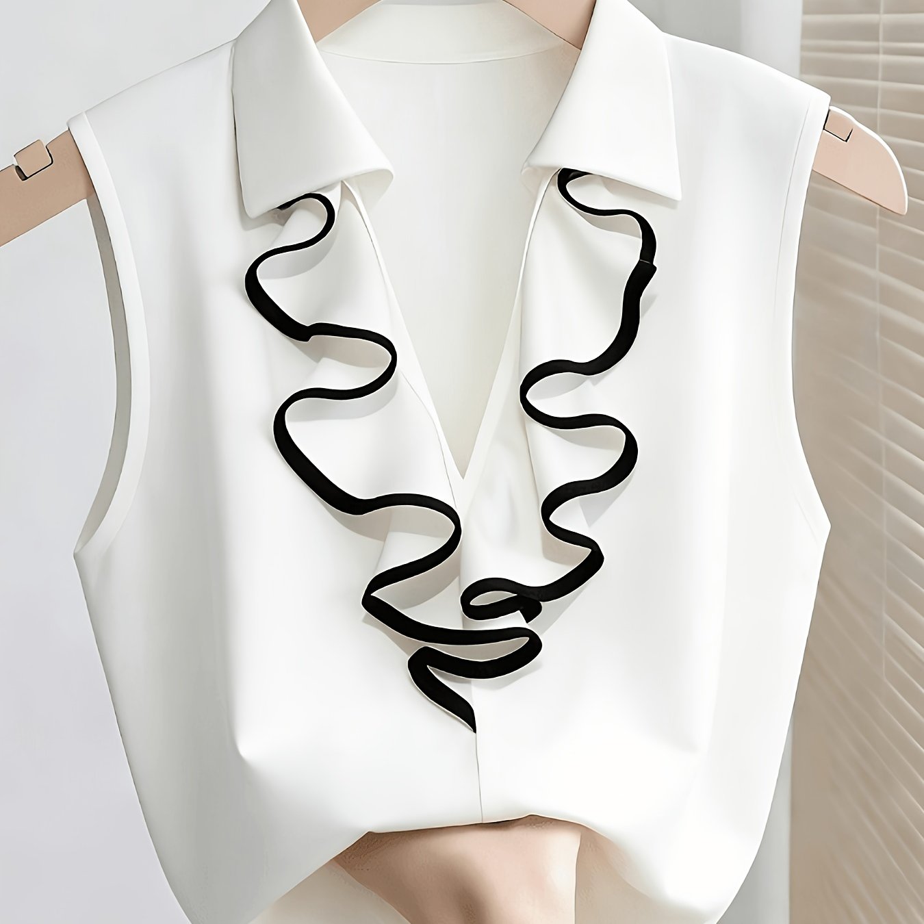 Damen Bluse ohne Ärmel mit Rüschen-Detail für Business und elegante Anlässe