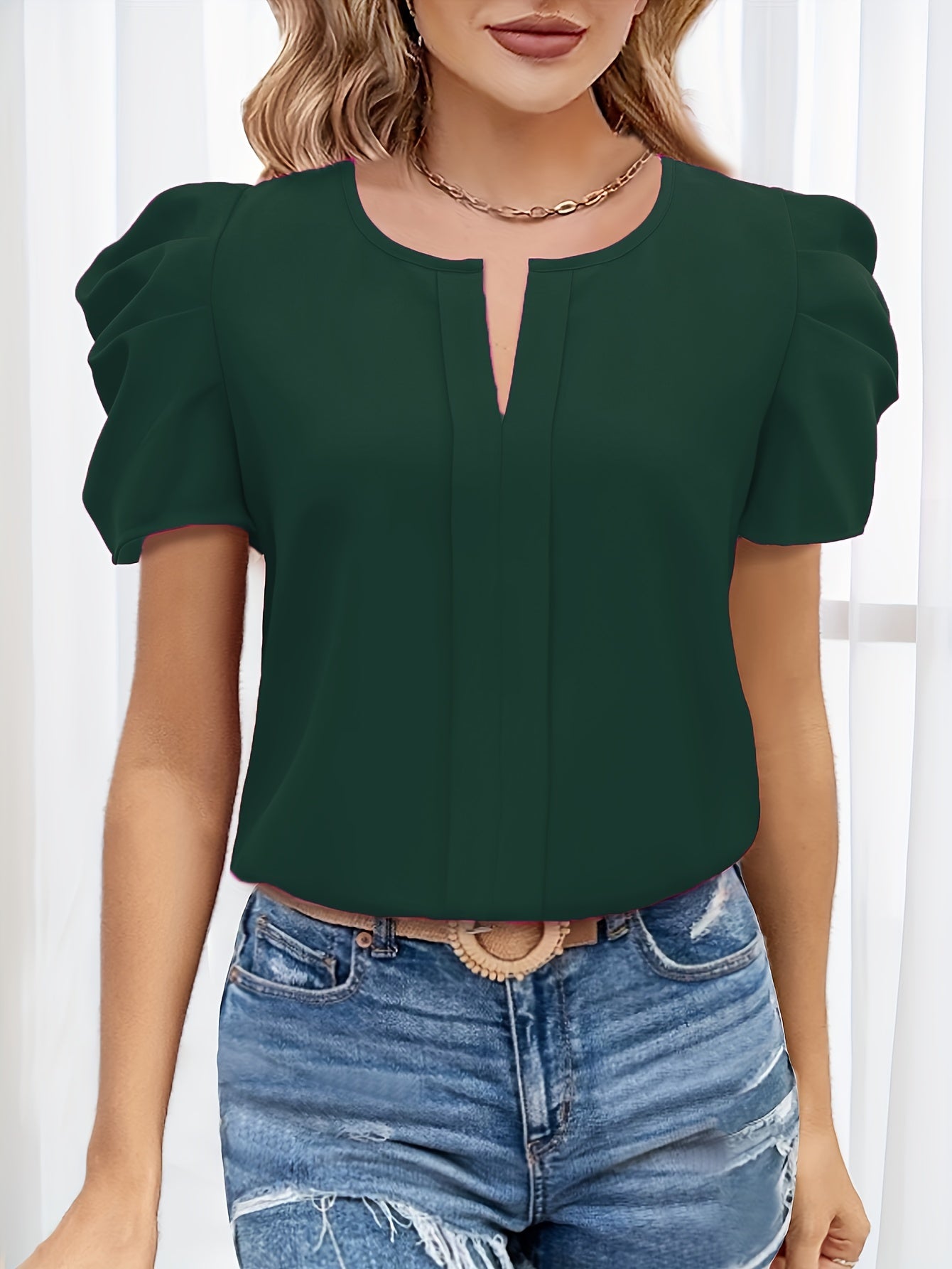 Damen Bluse mit Puffärmeln und elegantem Schnitt für Büro und Freizeit