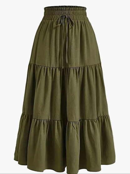 Damen Maxirock mit hoher Taille und Stufen-Design – Eleganter Freizeitrock für Frühling und Sommer