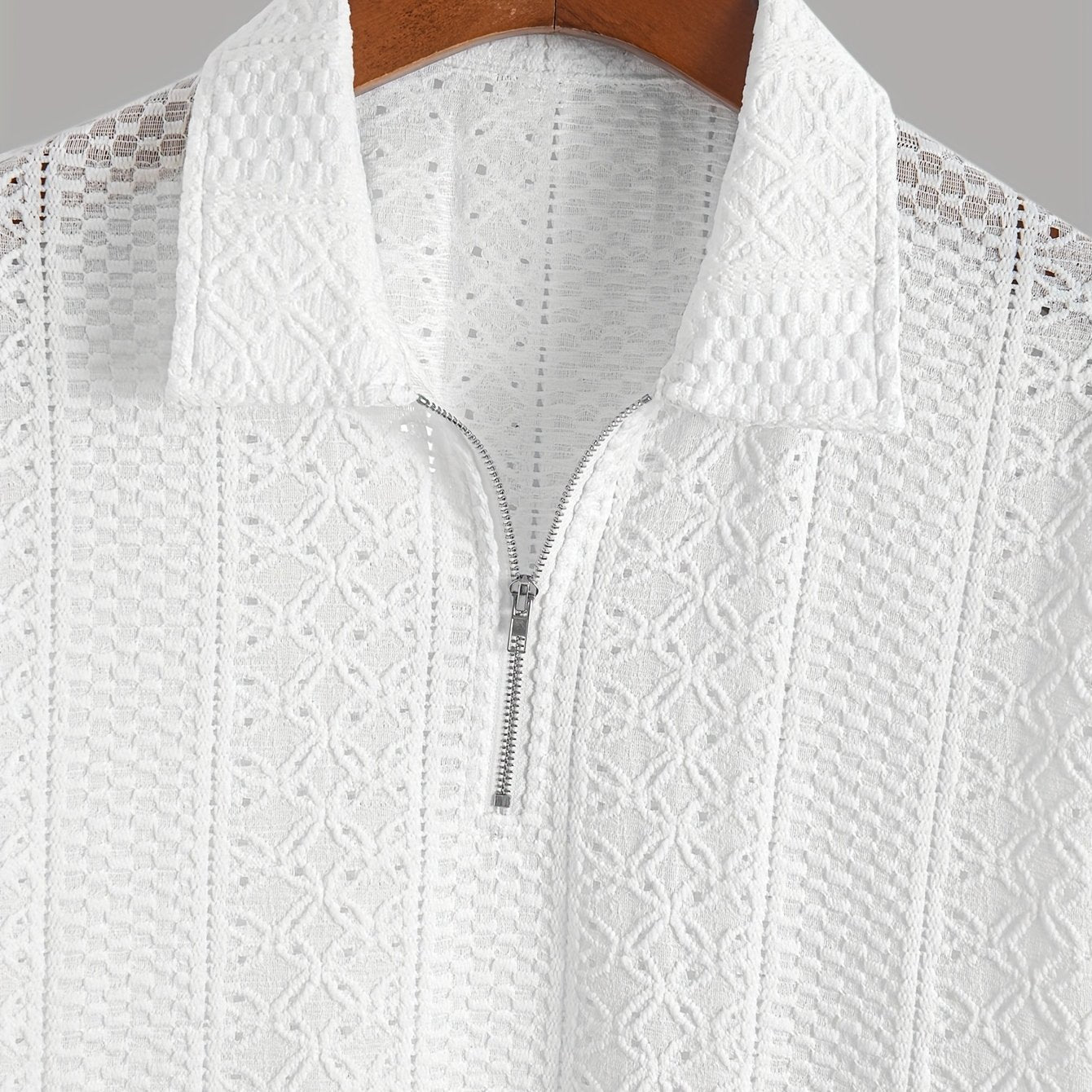Herren Strickpolo mit Reißverschluss und modernem Strukturmuster – Eleganter Freizeitstil