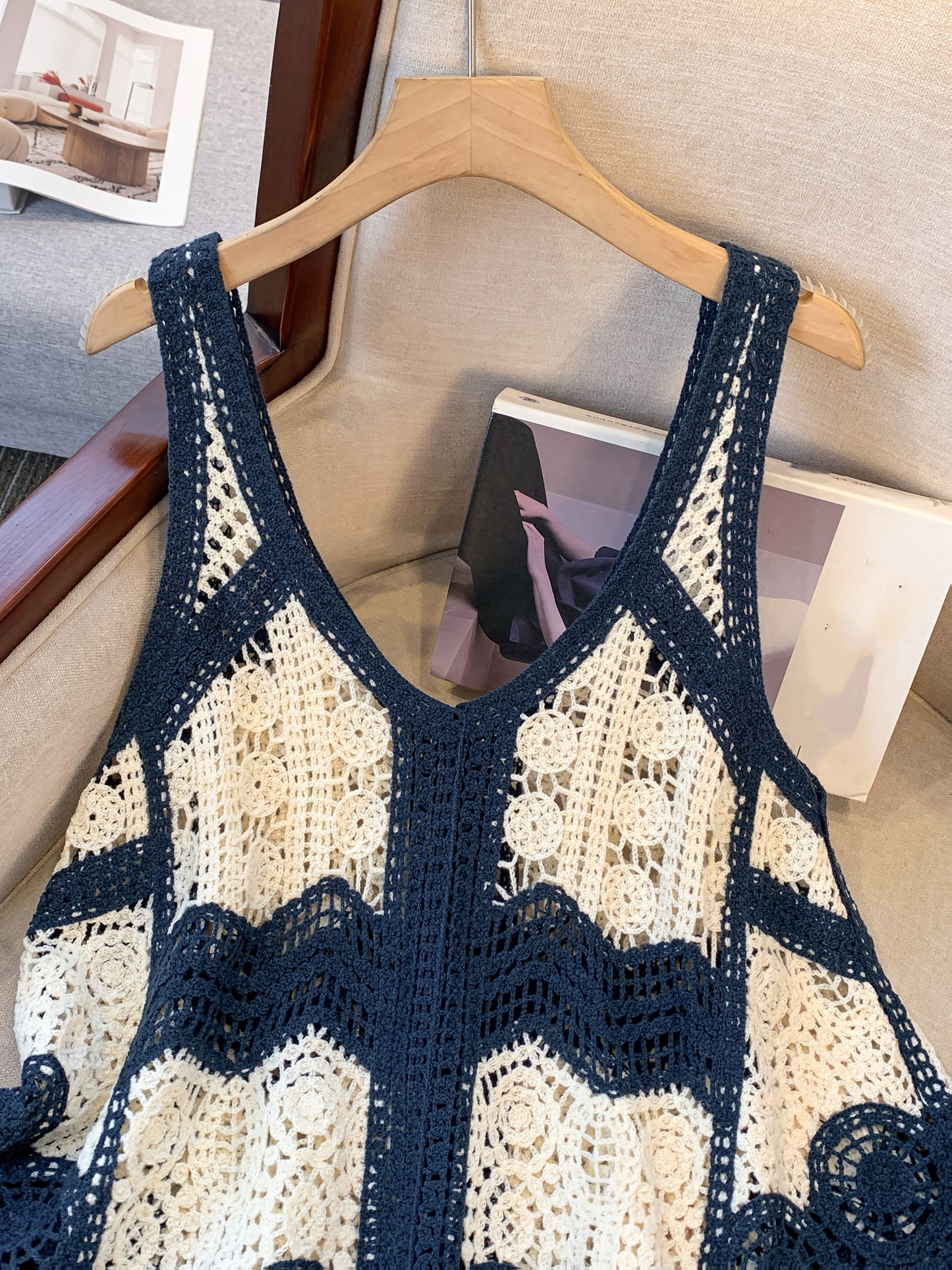 Damen Boho Häkel-Top im Vintage Stil – Ärmelloses Oberteil für kreative Sommer-Looks