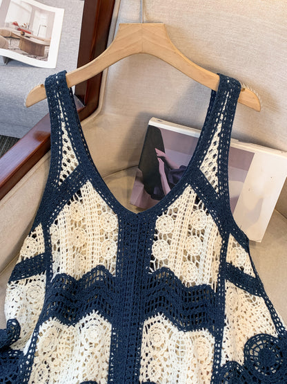 Damen Boho Häkel-Top im Vintage Stil – Ärmelloses Oberteil für kreative Sommer-Looks