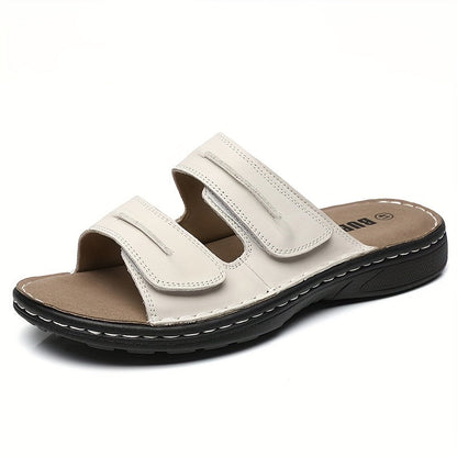 Herren Komfort-Sandalen für Alltag und Freizeit – Offene Pantoletten mit Klettverschluss