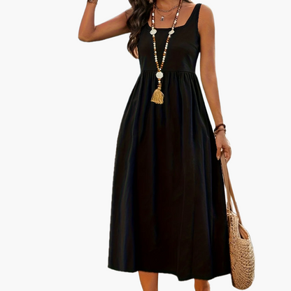 Damen Sommer-Midikleid Urlaub Stil ärmellos Fit & Flare