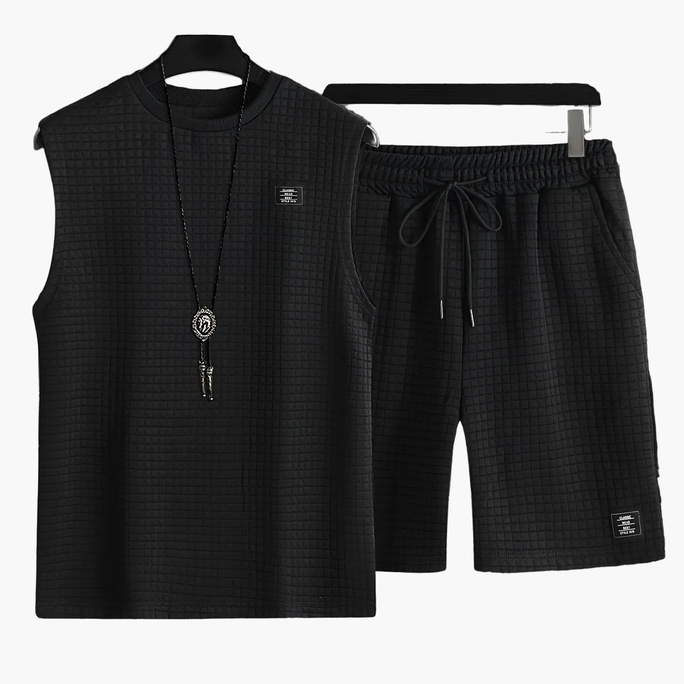 Herren Freizeit Tanktop-Set im modernen Karo-Look – ärmelloses Oberteil und Shorts, ideal für Sommer & Freizeit