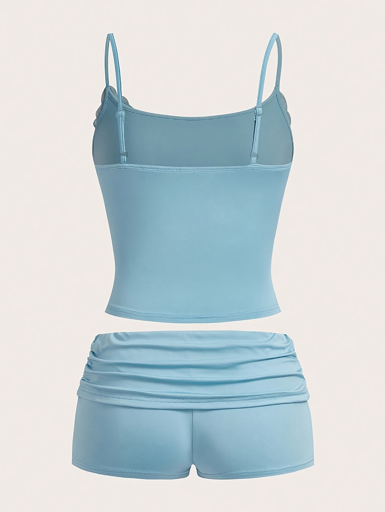 Damen Pyjama-Set mit Spaghettiträgern und Shorts – Feminine Loungewear für entspannte Nächte