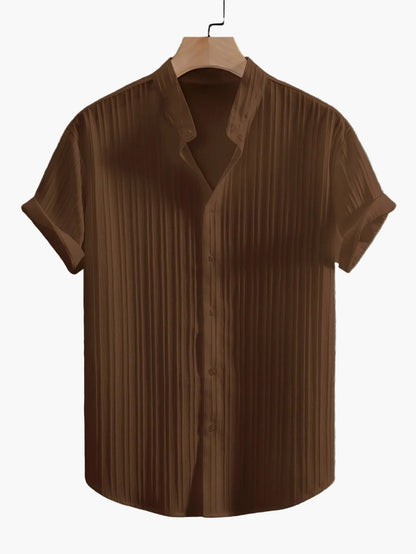 Herren Kurzarm Stehkragen Freizeithemd für Sommer – Modernes, Luftiges Design