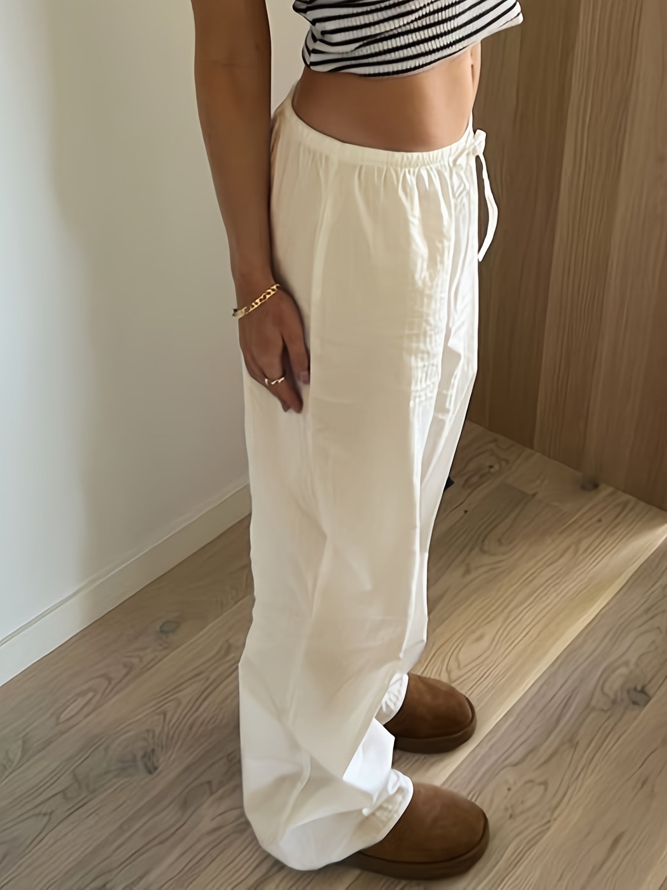 Damen Weite Freizeithose mit Kordelzug – Stilvolle Gerade Passform für Alltag und Urlaub