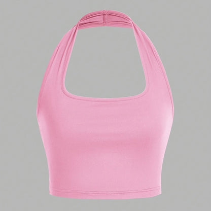 Damen Halterneck Crop Top – Rückenfrei, Sommer, Modisch, Freizeit