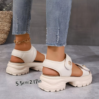 Damen Plateausandalen mit Klettverschluss – Modische Sommer-Sandalen für Alltag und Freizeit